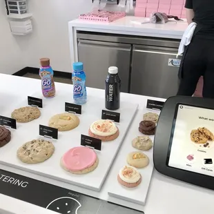 a variety of pastries on display