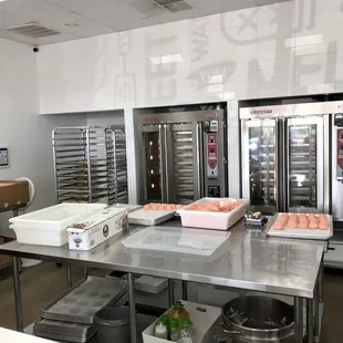 a commercial kitchen with a lot of food