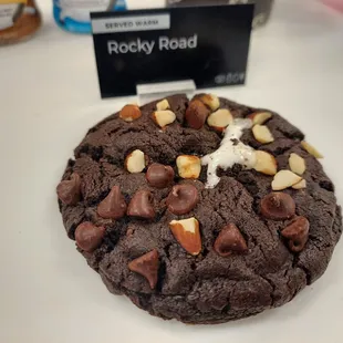 a chocolate cookie on a table
