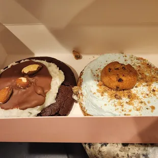three pastries in a box