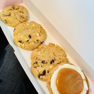 (L to R) Chocolate Pretzel, Lemon Cupcake, PB&amp;J, Buttercake
