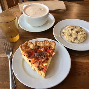 Red Pepper &amp; Sweet Potato Quiche, Almond Joy Cookie, Lavender Vanilla Chai Latte