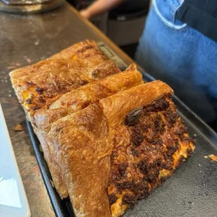 Sausage, egg, and cheese galette.