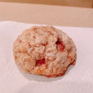 Strawberry lemon scone. They include devonshire cream too!