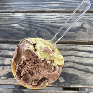 Milk chocolate hazelnut &amp; pistachio.