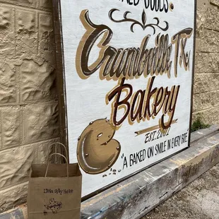 a sign for baked goods