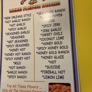 menu