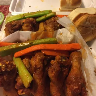 Regular hot and seasoned wings from Crumpy's. So good.