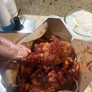 Ordered wings there&apos;s breast and drumsticks and overly sauce terrible