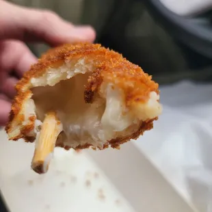 Inside of mozzarella corn dog
