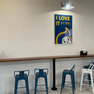 Bar style seating area