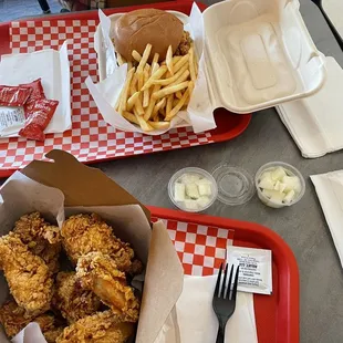 Chicken sandwich Combo &amp; Wings. Crunchy!