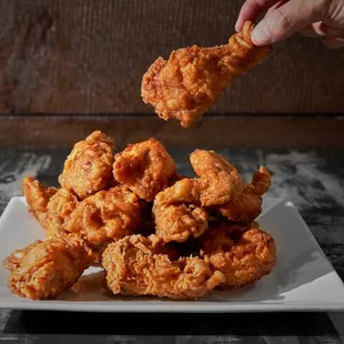 a plate of fried chicken