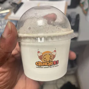 an emptied thing of ice cream! Oh My Goodness it's was great and on TIME!