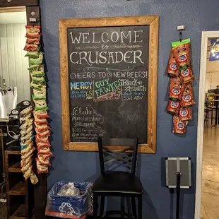 a chalkboard with a welcome sign