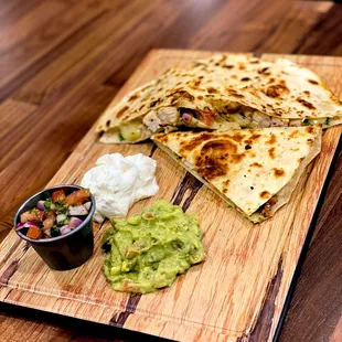 quesadilla and guacamole