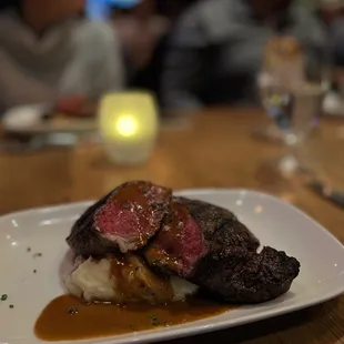 Ribeye with truffle mashed potatoes - @rayz