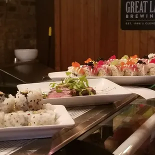 interior, sushi and sashimi