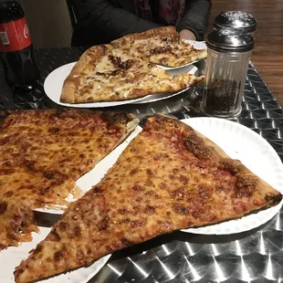 Slices are huge!  These are single slices cut in half!  So good!