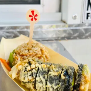 a close up of a sushi