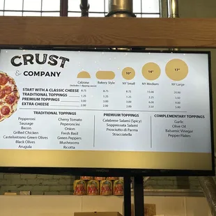 Menu as of October 2023. They also have specialty pies.