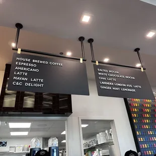 Coffee menu