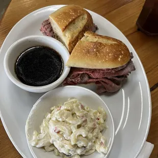 Roast beef medium rare and awesome macaroni salad