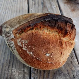 Fresh ground smoked rye sourdough.
