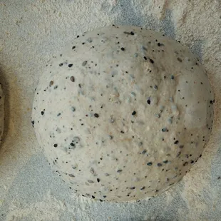 Toasted seed sourdough, divided, resting