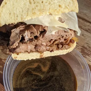 CRUST Sourdough Dip - 2X Roast Beef, Warm Au Jus, Bacon Jam, Swiss, House Spread