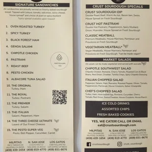 CRUST Los Gatos Menu