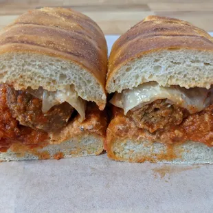 Beef Meatballs (veggie also available), house marinara on freshly baked sourdough