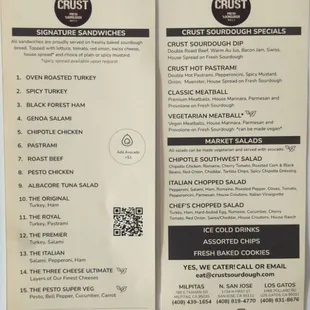 CRUST Los Gatos menu