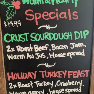 Warm up with our Hearty Specials!