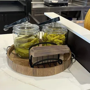 Fresh pickles and peppers