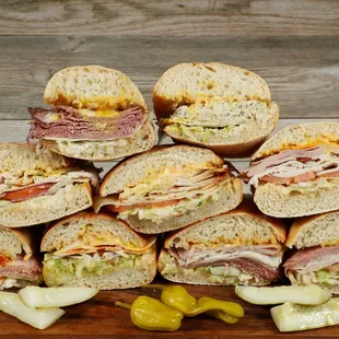 a pile of sandwiches