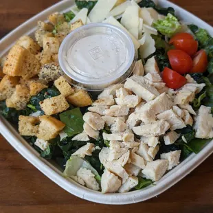 Chicken Kale Caesar - Romain, Kale, Cherry Tomatoes, Shaved Parm, House Croutons, Caesar