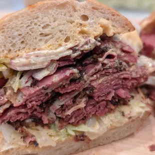 CRUST HOT PASTRAMI - Double Pastrami, melted cheese, pepperoncini, lettuce, onions, spread. Exclusively at CRUST San Jose