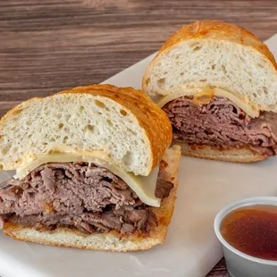 CRUST Sourdough Dip - 2X Tender Roast Beef, Warm Au Jus, Bacon Jam, Swiss, House Spread on Fresh Sourdough