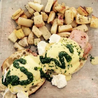 Goat Cheese and Pesto Benedict