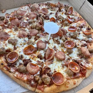 Meat Lovers Pizza on cauliflower crust.