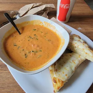 Tomato Basil Soup w/Cheesy Bread!