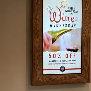 Wine down with pizza and half priced vino on Wednesday