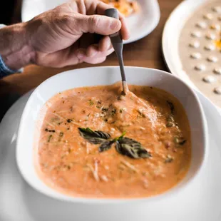 a bowl of tomato soup