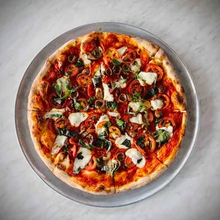 a pizza on a plate