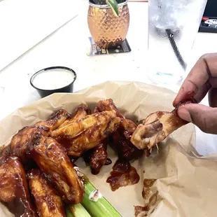 Bbq wings with Moscow Mule (grey goose)