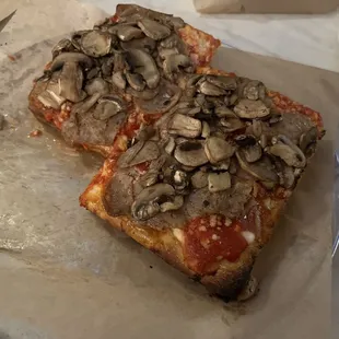 The Sicilian style pizza, not to be confused w the Grandma pizza, which is more flat. This was more like a deep dish height.