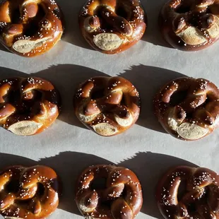a variety of pretzels
