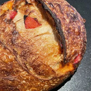 a piece of bread with a face on it