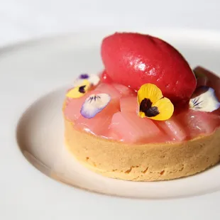 Crustacean Beverly Hills Coconut Custard and Rhubarb Tart